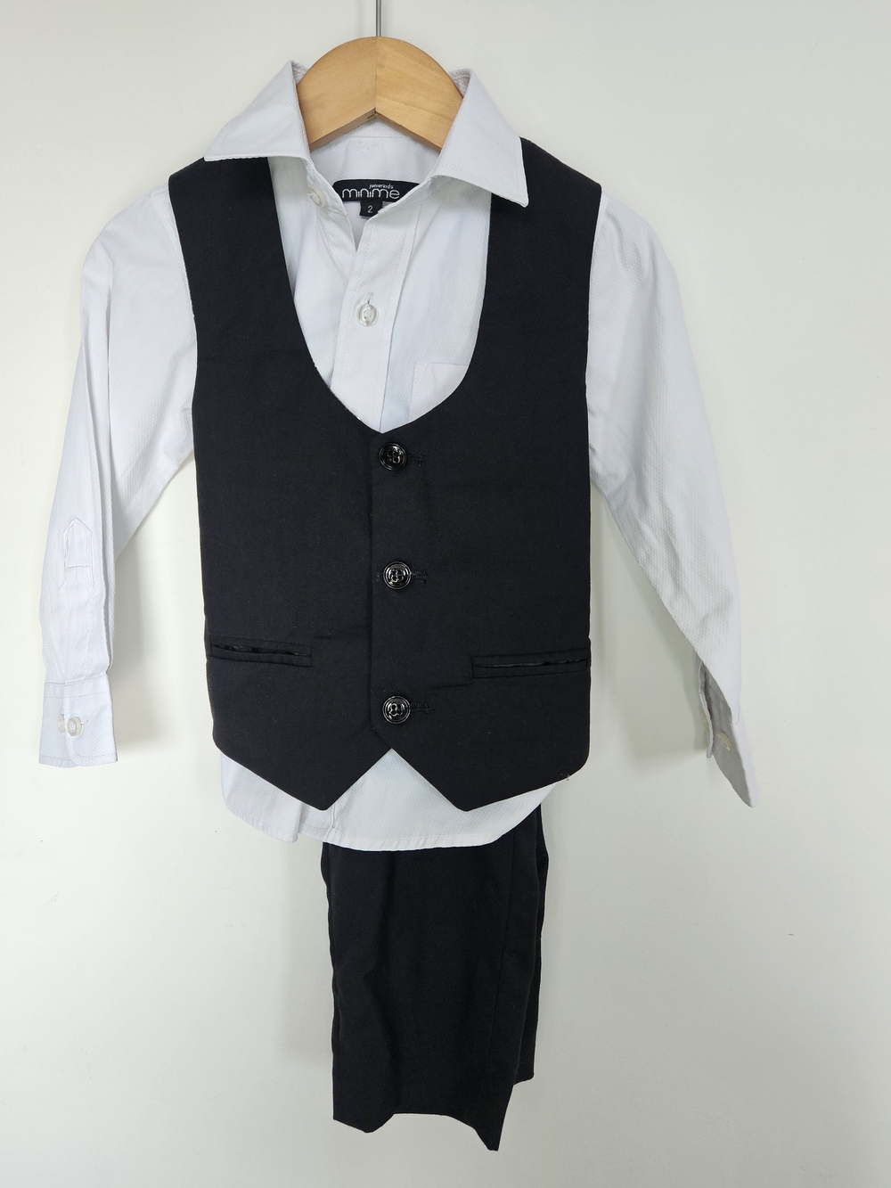 Mini Me Toddler Boy 3-Piece Formal Suit Vest Shirt Pants Set Size 2